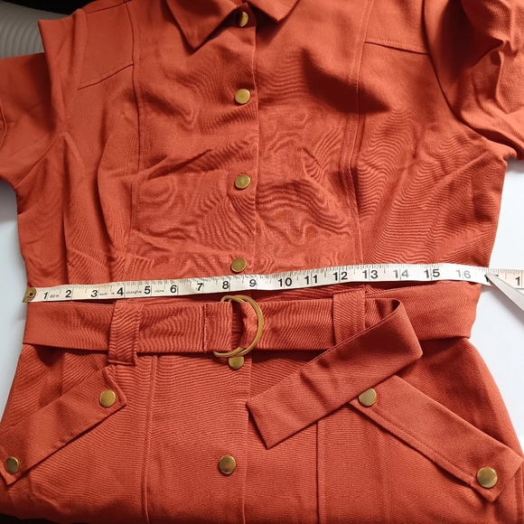 Sharagano Lepore shirt dress, size 10, snap buttons, short sleeves. - Picture 6 of 16